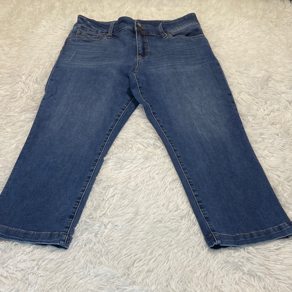 Kut from the Kloth Straight Leg Blue Jeans CROPPED WOMENS SIZE 12